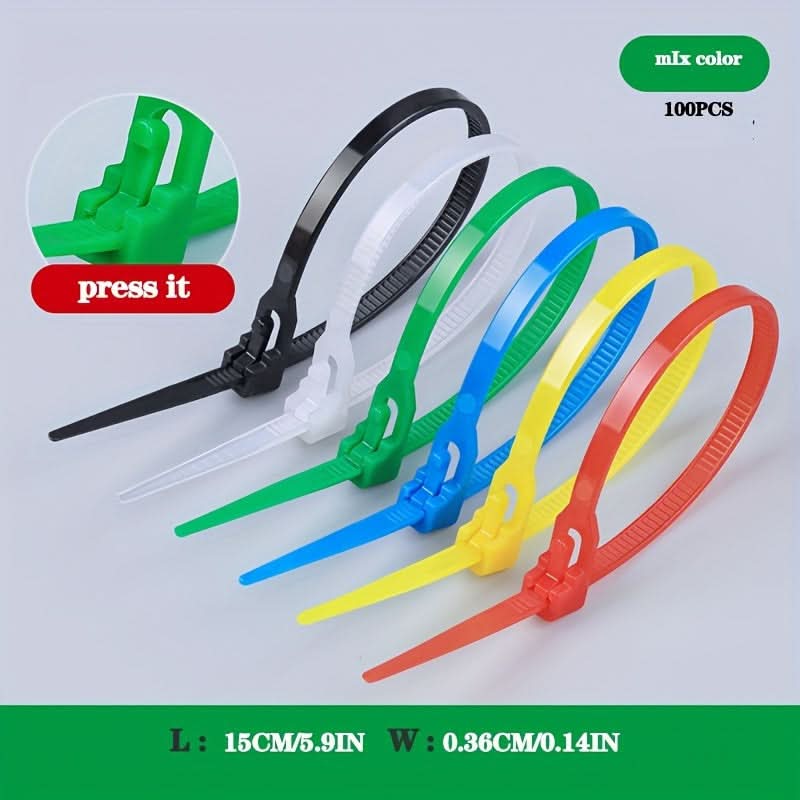 100pcs Reusable Nylon Cable Ties