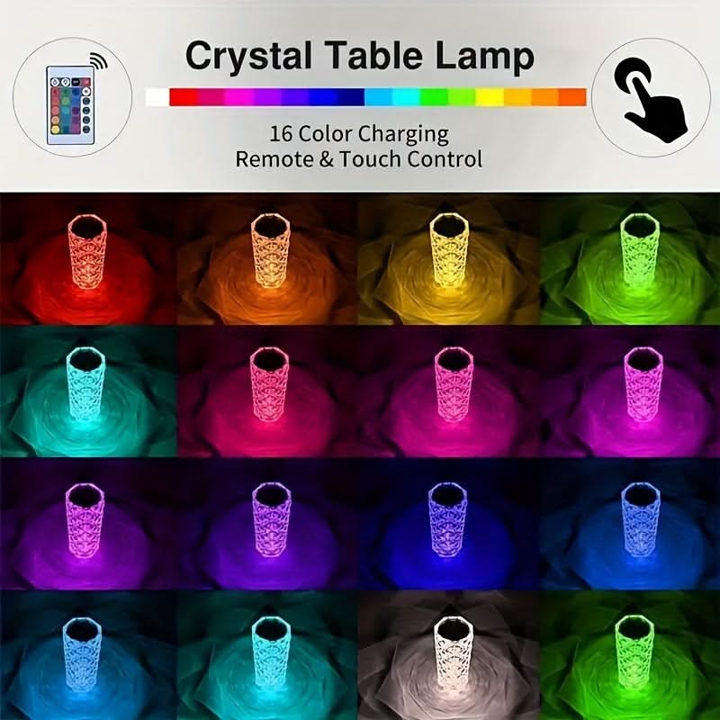Rose Crystal Table Lamp with Touch & Remote Control