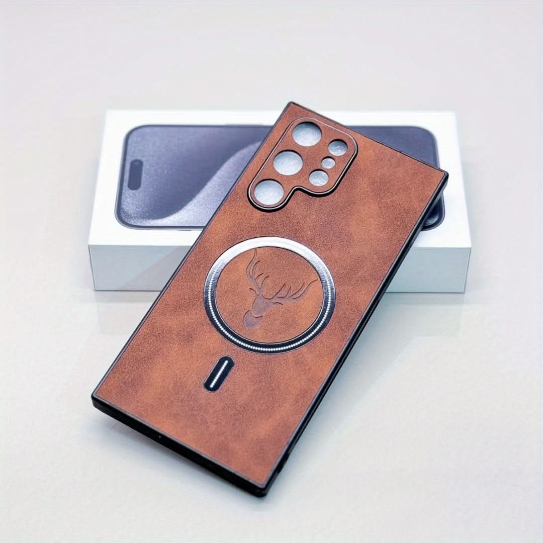 Vintage Faux Leather Galaxy Case, MagSafe-Compatible