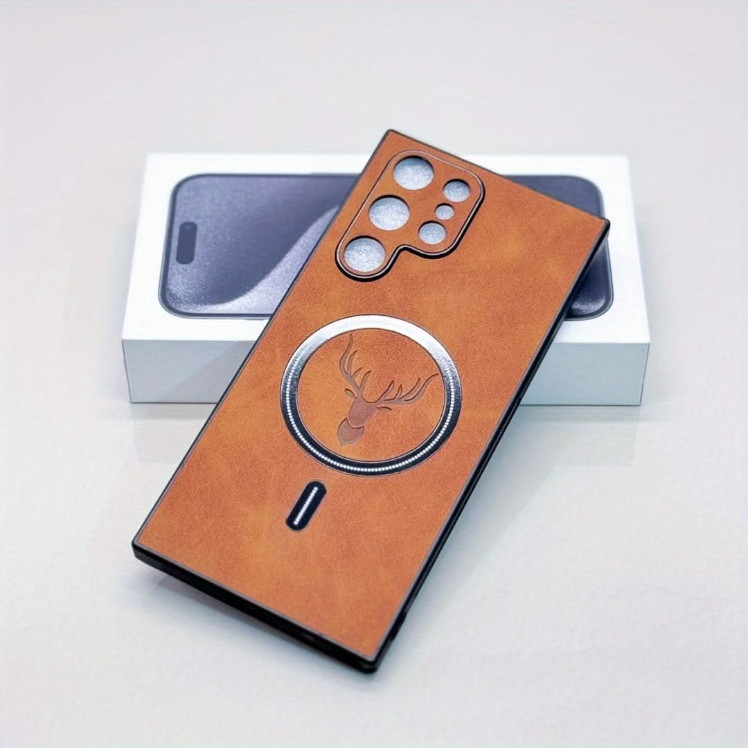 Vintage Faux Leather Galaxy Case, MagSafe-Compatible