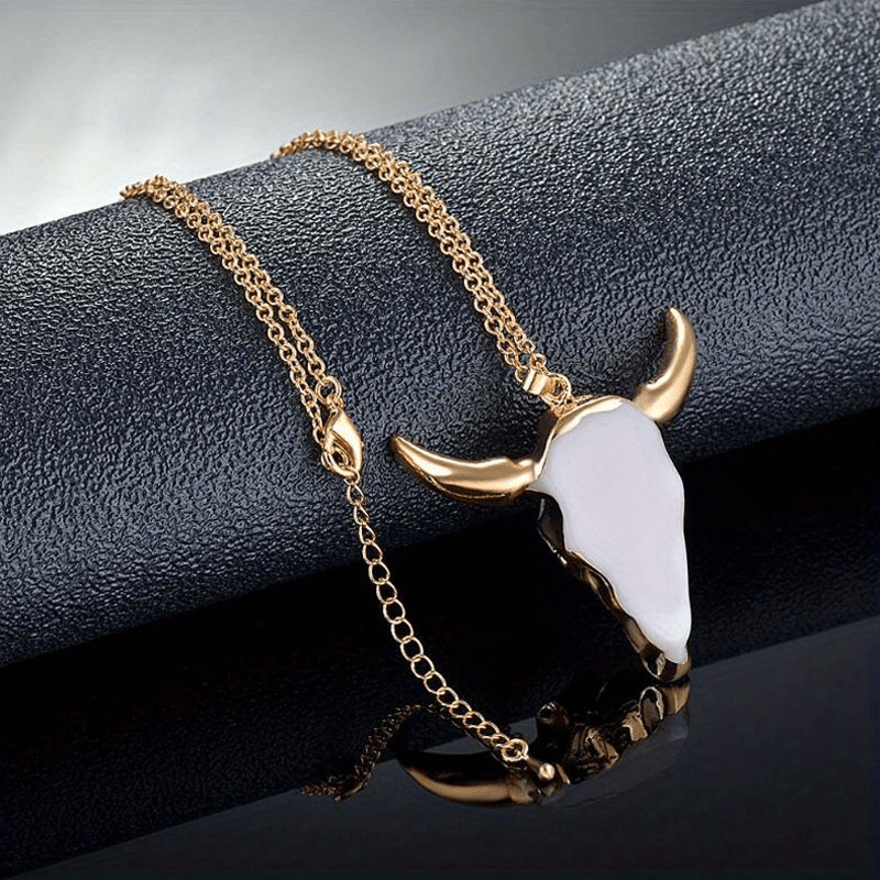 Trendy Cattle Pendant Necklace, Fashion Accessory