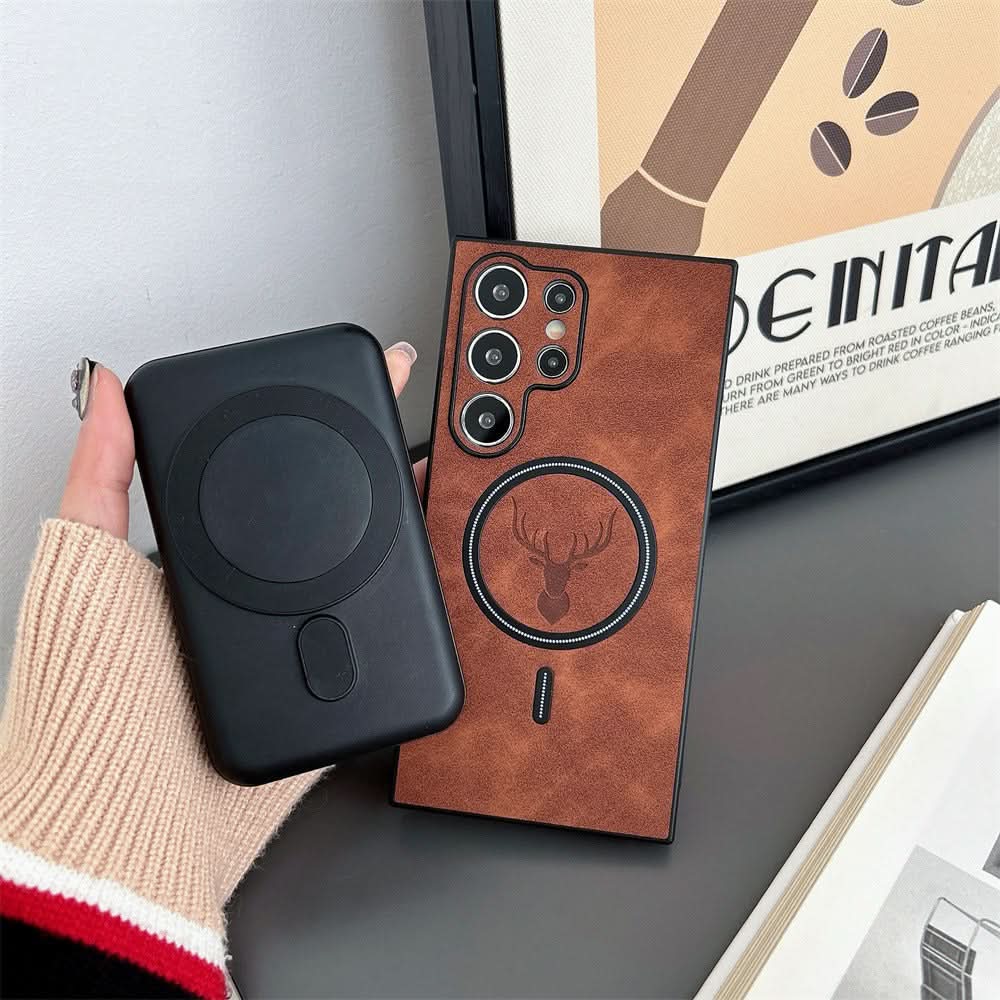 Vintage Faux Leather Galaxy Case, MagSafe-Compatible