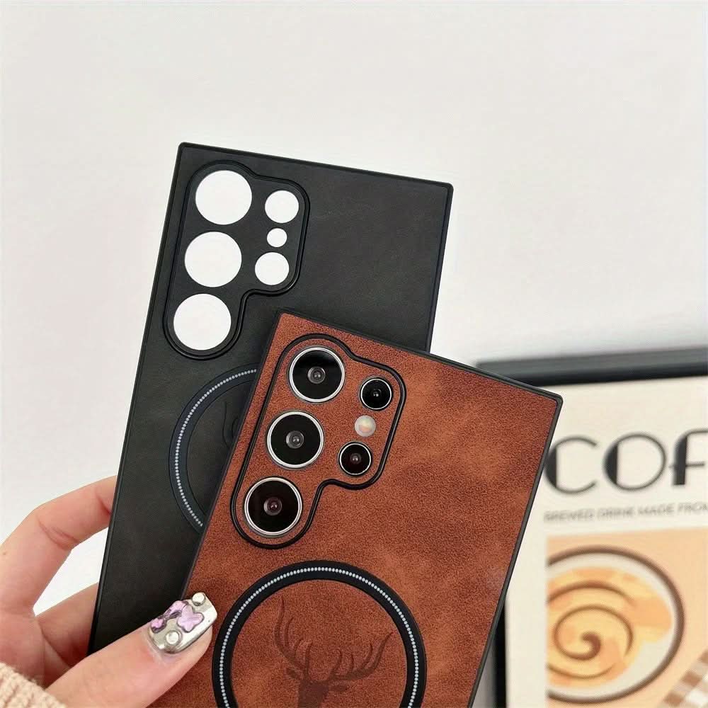 Vintage Faux Leather Galaxy Case, MagSafe-Compatible