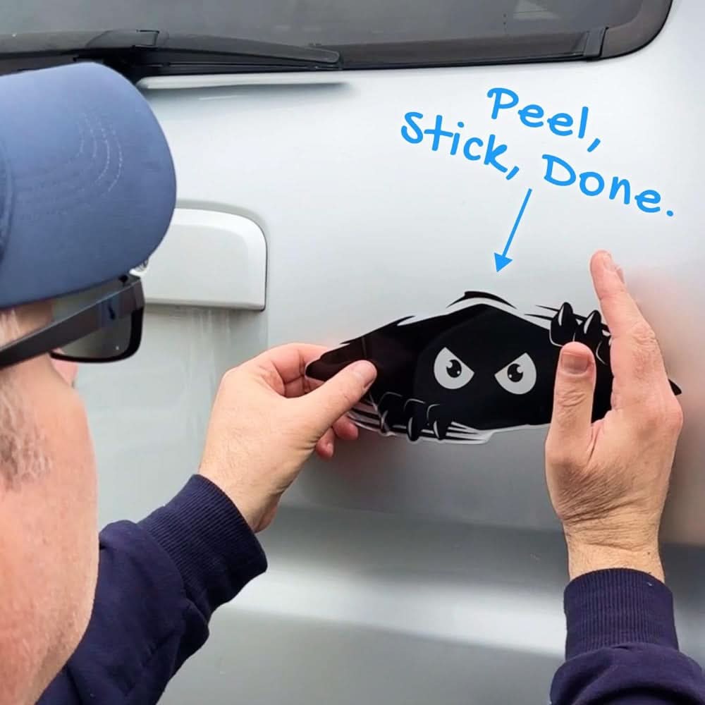 Funny Monster Car Decals – Large Black Bumper Stickers | Weatherproof