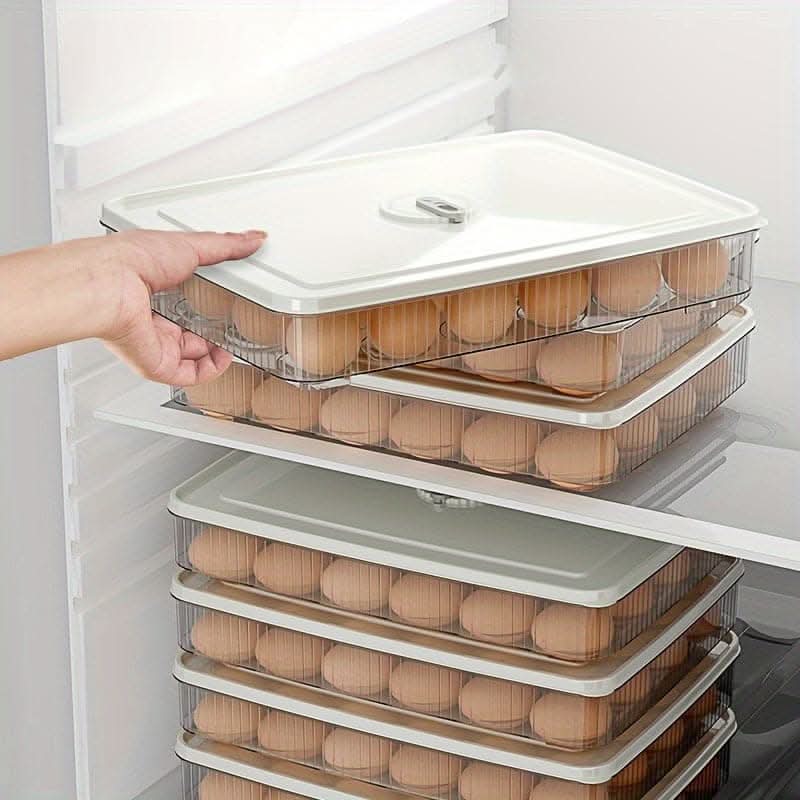 24-Compartment Refrigerator Egg Storage Container - Stackable & Fresh-Keeping