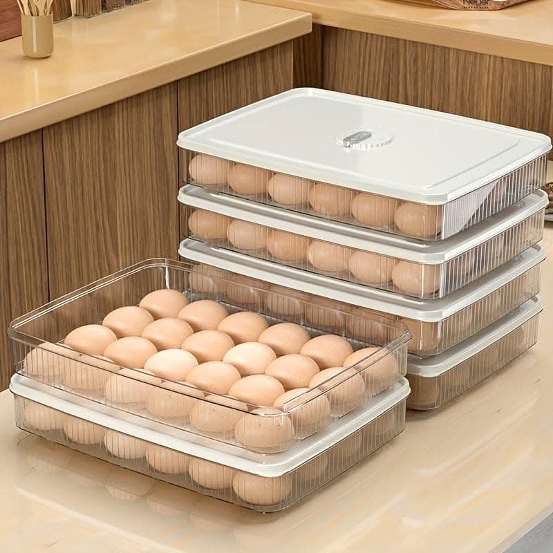 24-Compartment Refrigerator Egg Storage Container - Stackable & Fresh-Keeping