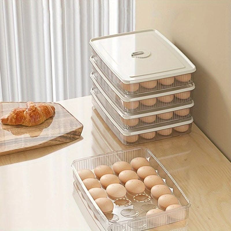 24-Compartment Refrigerator Egg Storage Container - Stackable & Fresh-Keeping