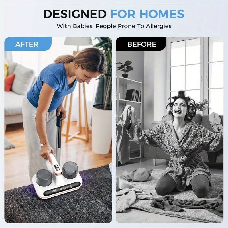 Cordless UV Sterilization Duster - Large Suction Bed & Sofa Brush