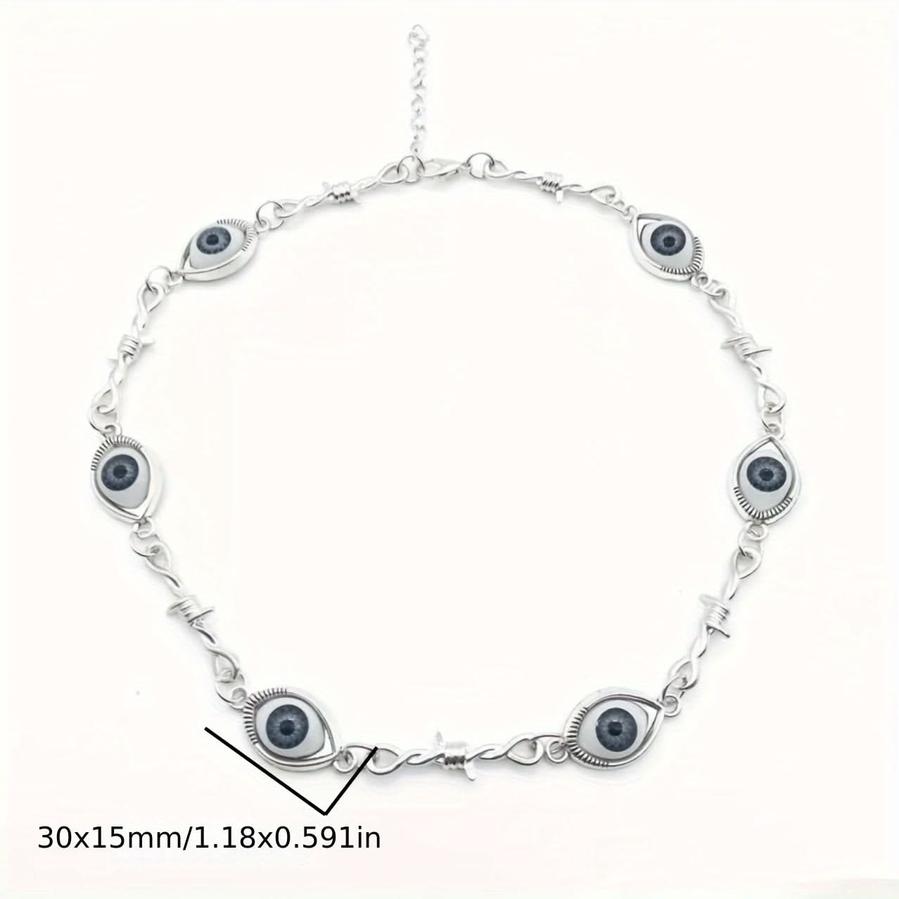 Blue Eye Punk Necklace with Thorn Accents