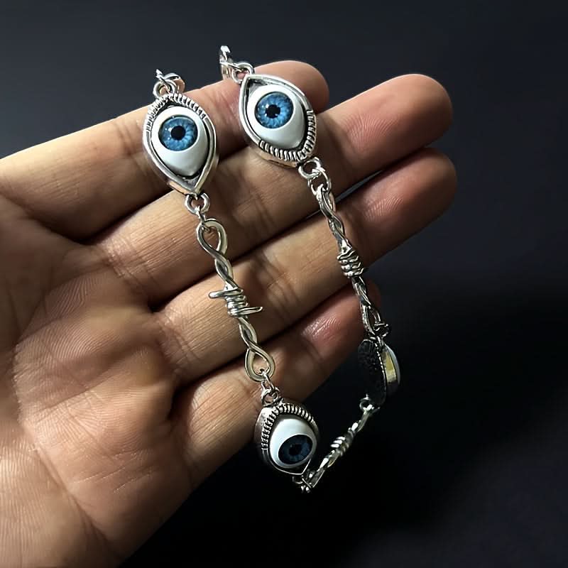 Blue Eye Punk Necklace with Thorn Accents