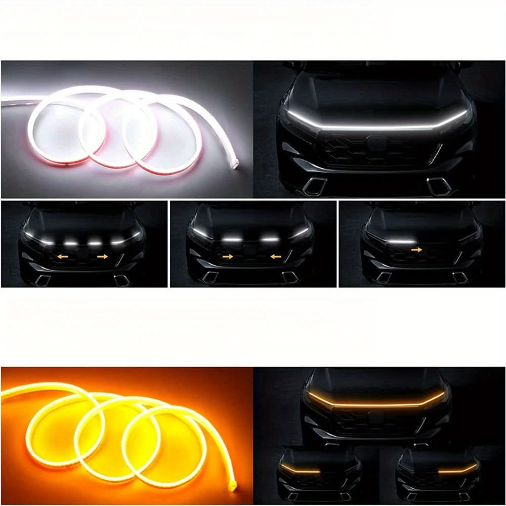 Dynamic LED Hood Strip Light – 12V Hardwired Neon Accent for Cars