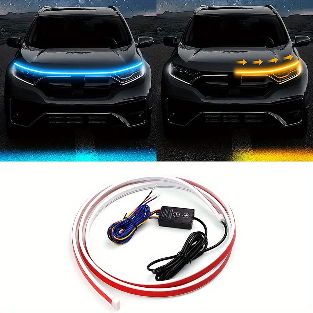 Dynamic LED Hood Strip Light – 12V Hardwired Neon Accent for Cars