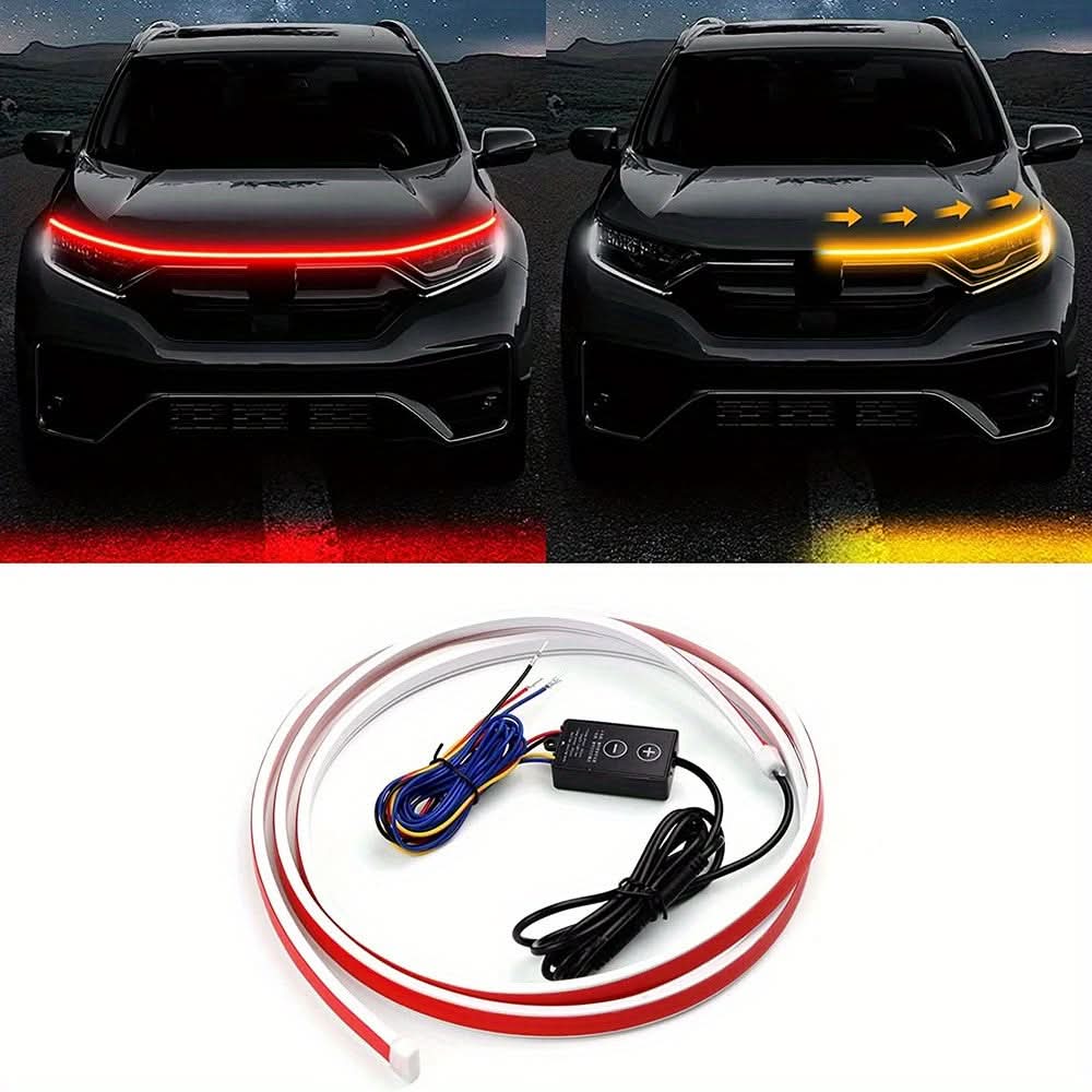 Dynamic LED Hood Strip Light – 12V Hardwired Neon Accent for Cars