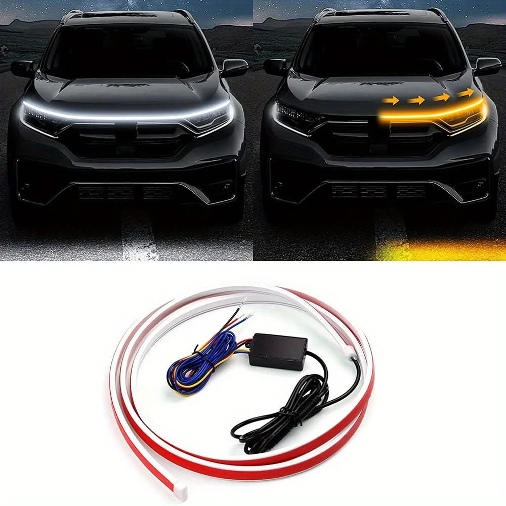 Dynamic LED Hood Strip Light – 12V Hardwired Neon Accent for Cars