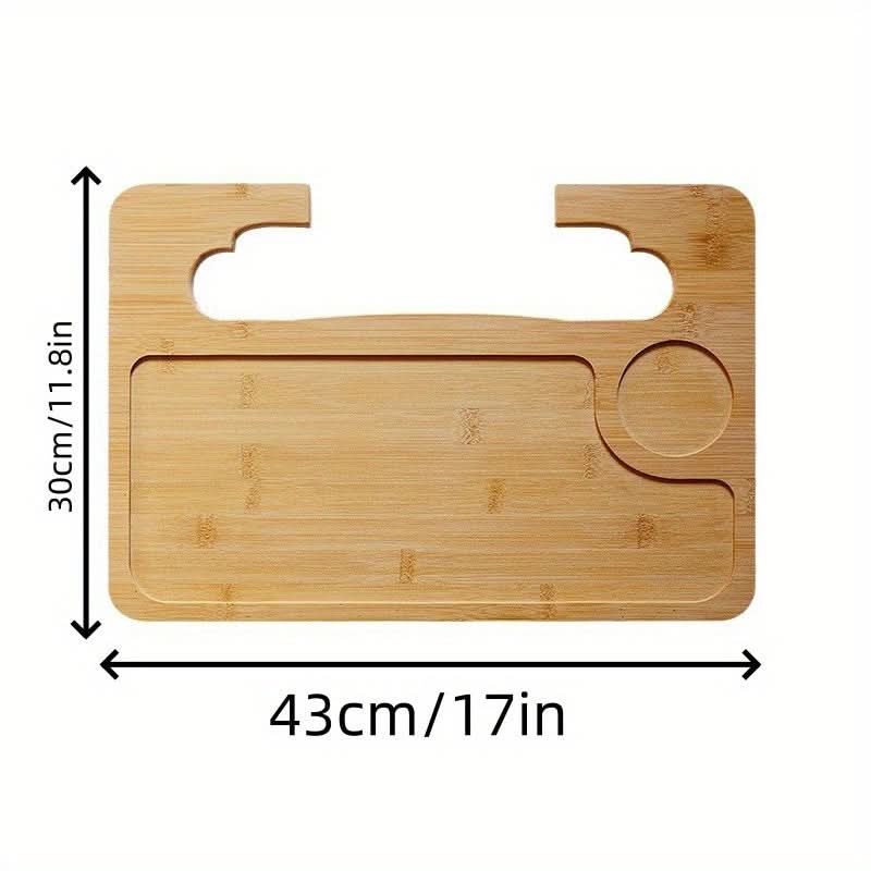 Multifunctional Car Tray with Bamboo Steering Wheel Desk, for Eating and Working