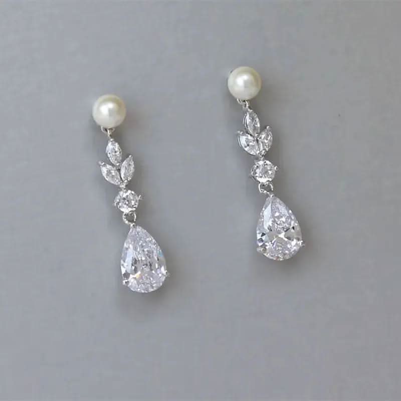 Princess Cut Moissanite Earrings with Pearls