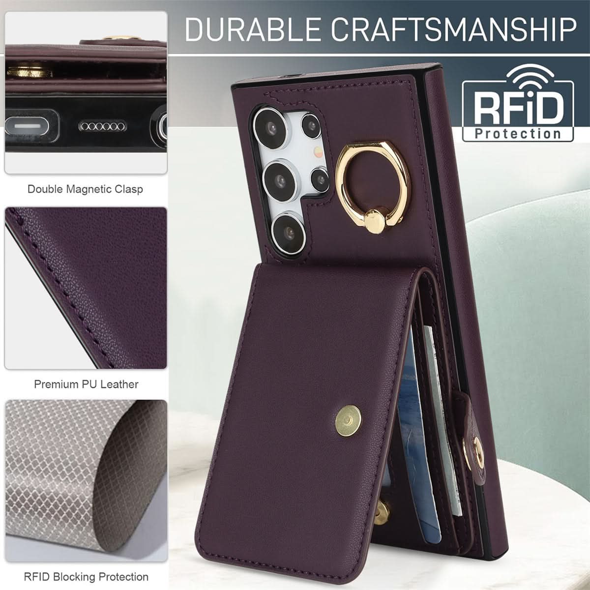 Samsung Galaxy Wallet Case with Ring Holder