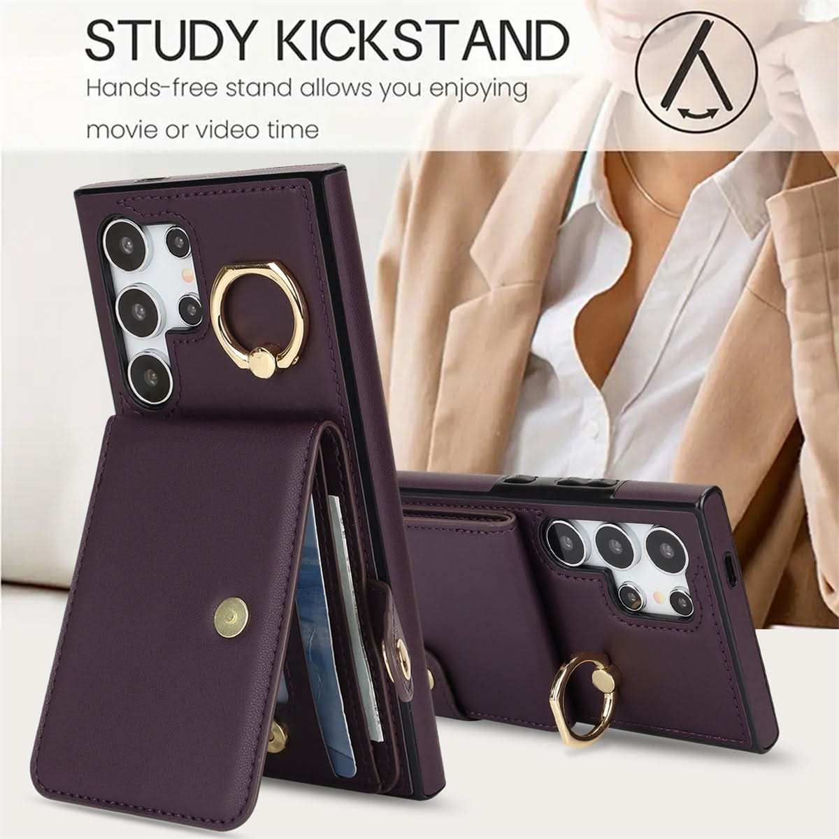 Samsung Galaxy Wallet Case with Ring Holder