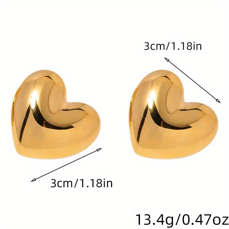 Large Gold Plated Heart Earrings for Women