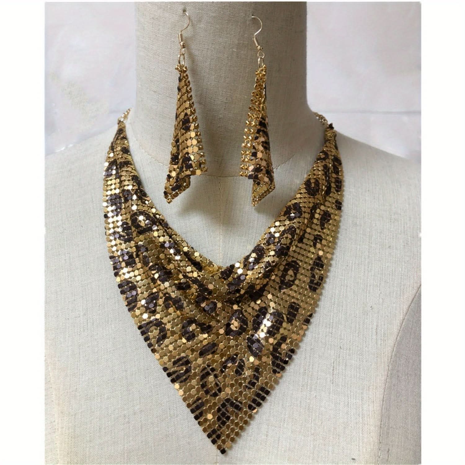 Leopard Charm Necklace and Earring Set