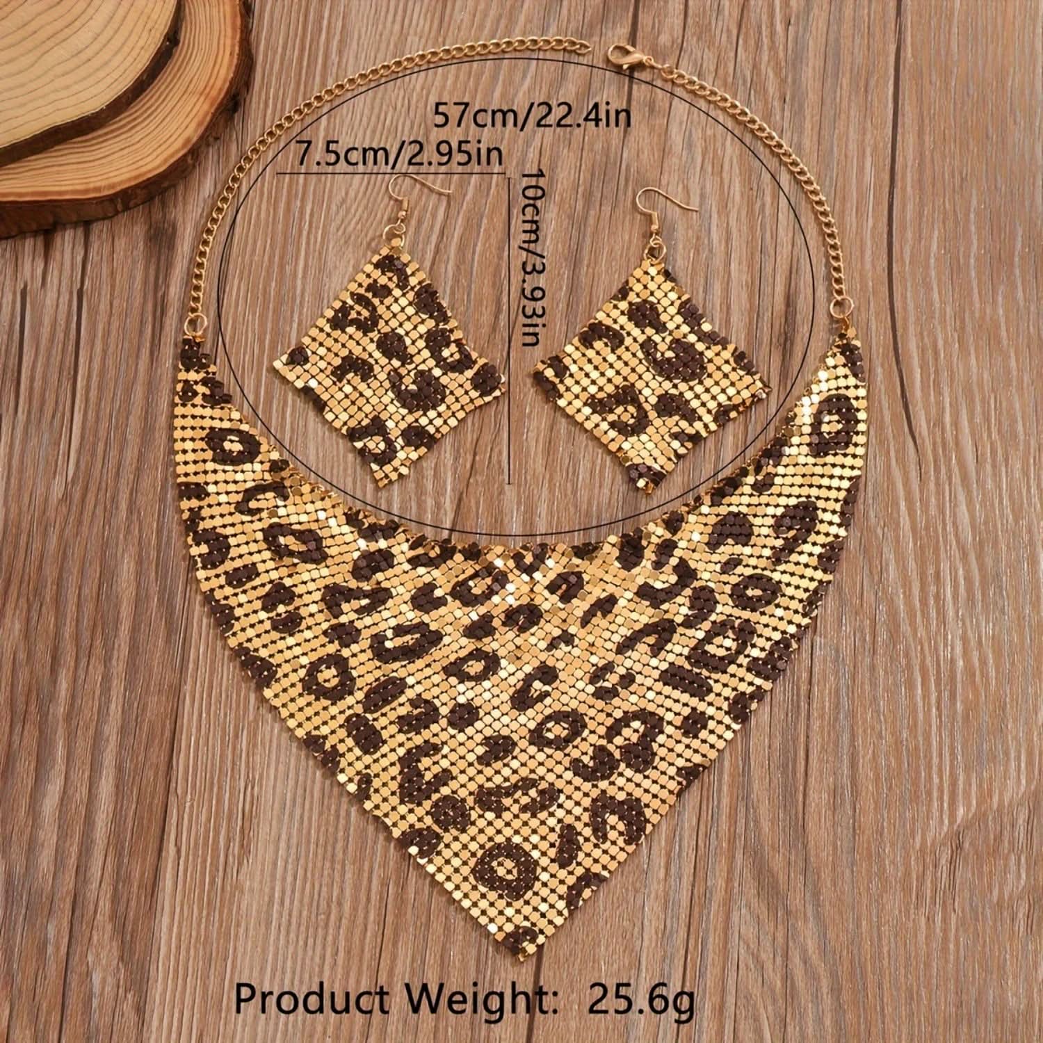 Leopard Charm Necklace and Earring Set