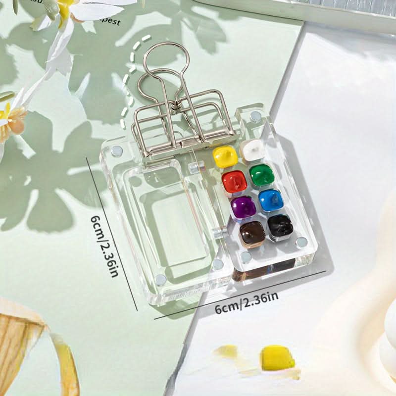 Portable Mini Watercolor Paint Box – Acrylic Travel Palette with Ledger