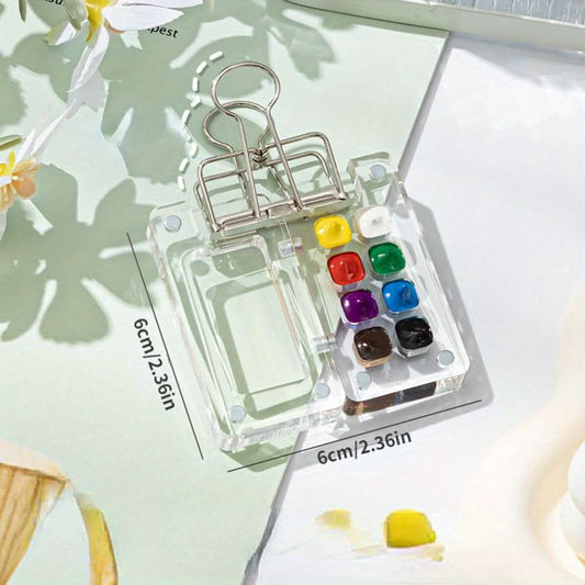 Portable Mini Watercolor Paint Box – Acrylic Travel Palette with Ledger