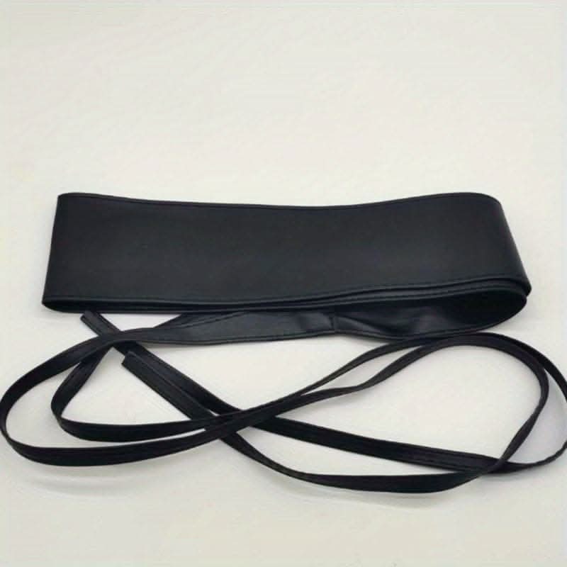 Vintage Wide PU Waist Belt with Bow Accent