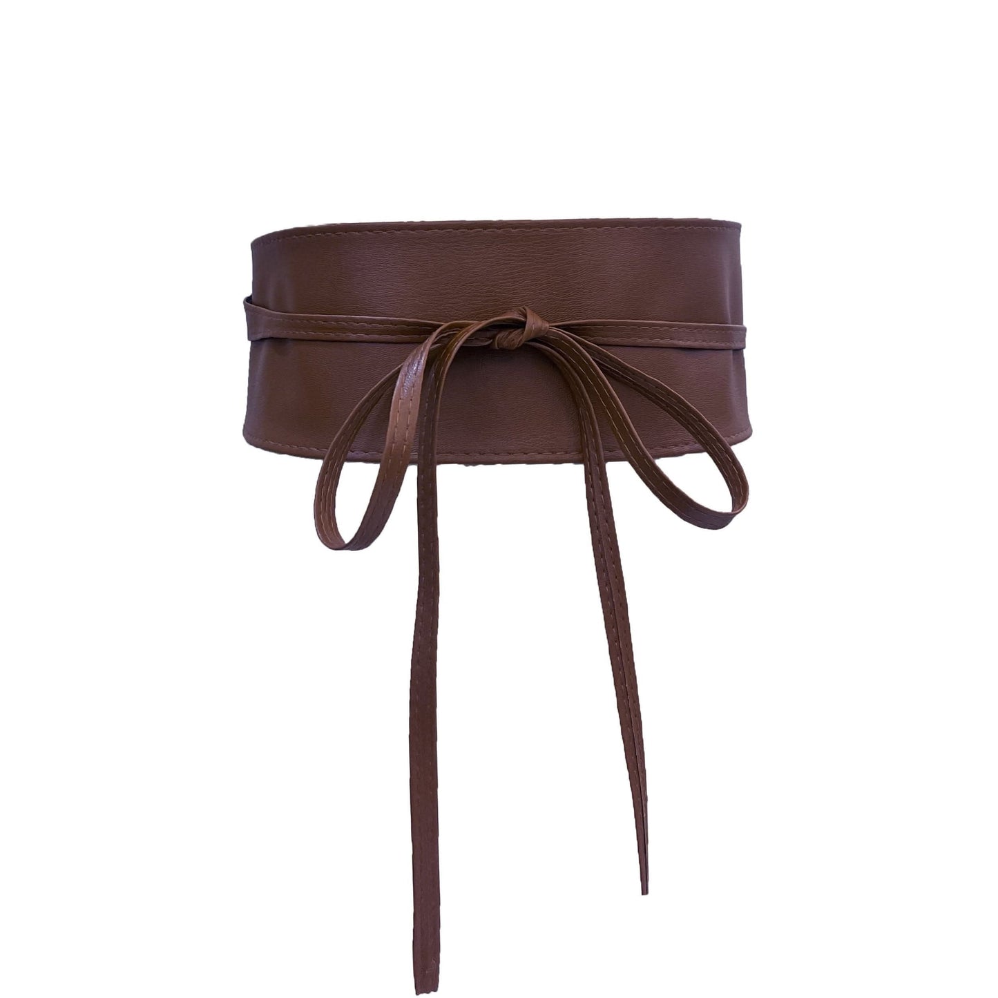 Vintage Wide PU Waist Belt with Bow Accent
