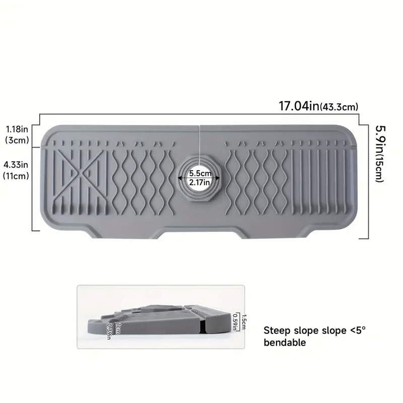 Silicone Sink Faucet Mat - Non-Slip Splash Guard with Fast Draining Design
