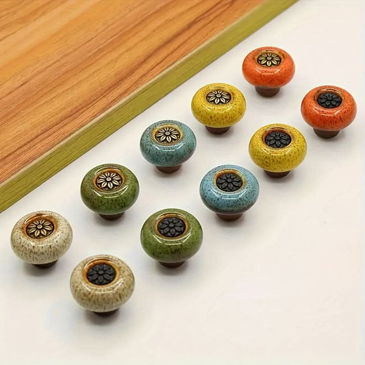 5-Pack Leopard Print Ceramic Cabinet Knobs