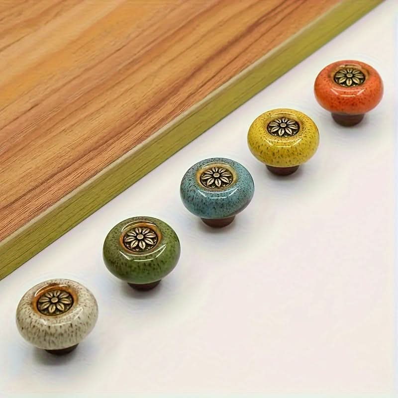 5-Pack Leopard Print Ceramic Cabinet Knobs