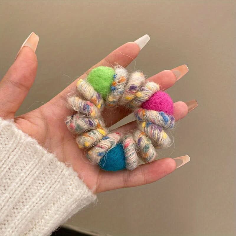 6pcs Plush Rainbow Spiral Hair Ties Set