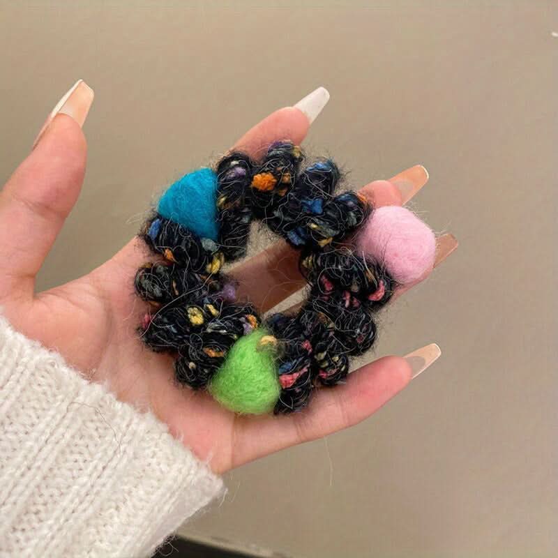 6pcs Plush Rainbow Spiral Hair Ties Set