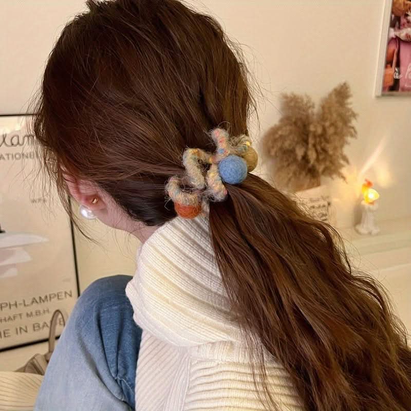 6pcs Plush Rainbow Spiral Hair Ties Set