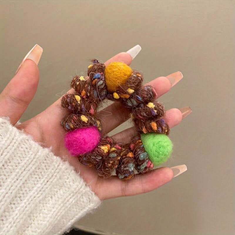 6pcs Plush Rainbow Spiral Hair Ties Set