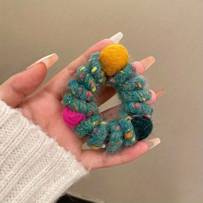 6pcs Plush Rainbow Spiral Hair Ties Set