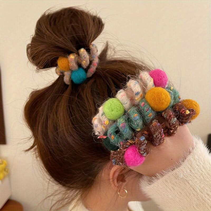 6pcs Plush Rainbow Spiral Hair Ties Set