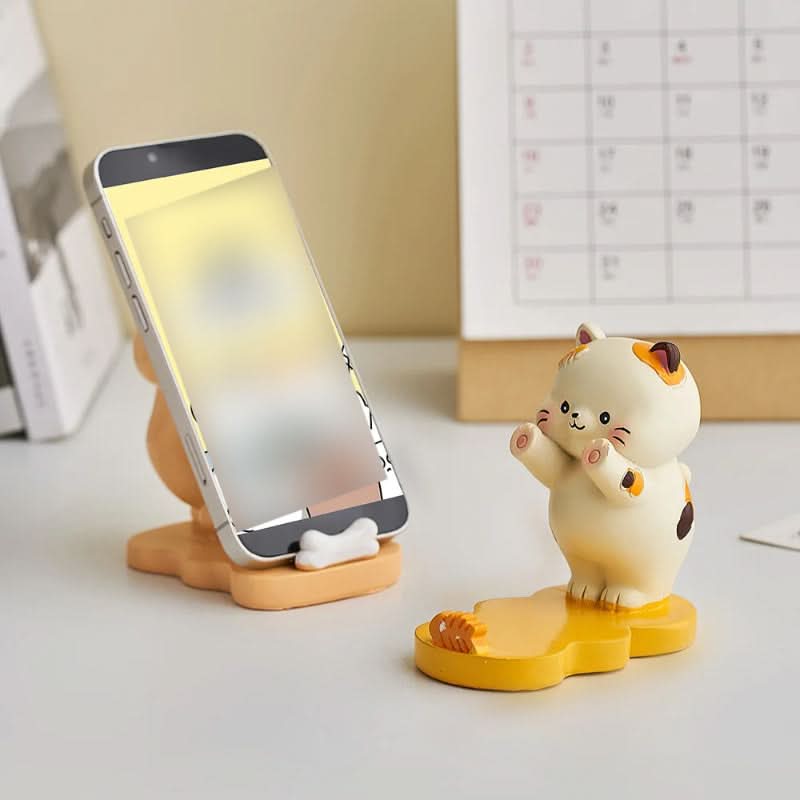 Miniature Kitten Figurine - Cute Phone Stand & Desktop Decoration