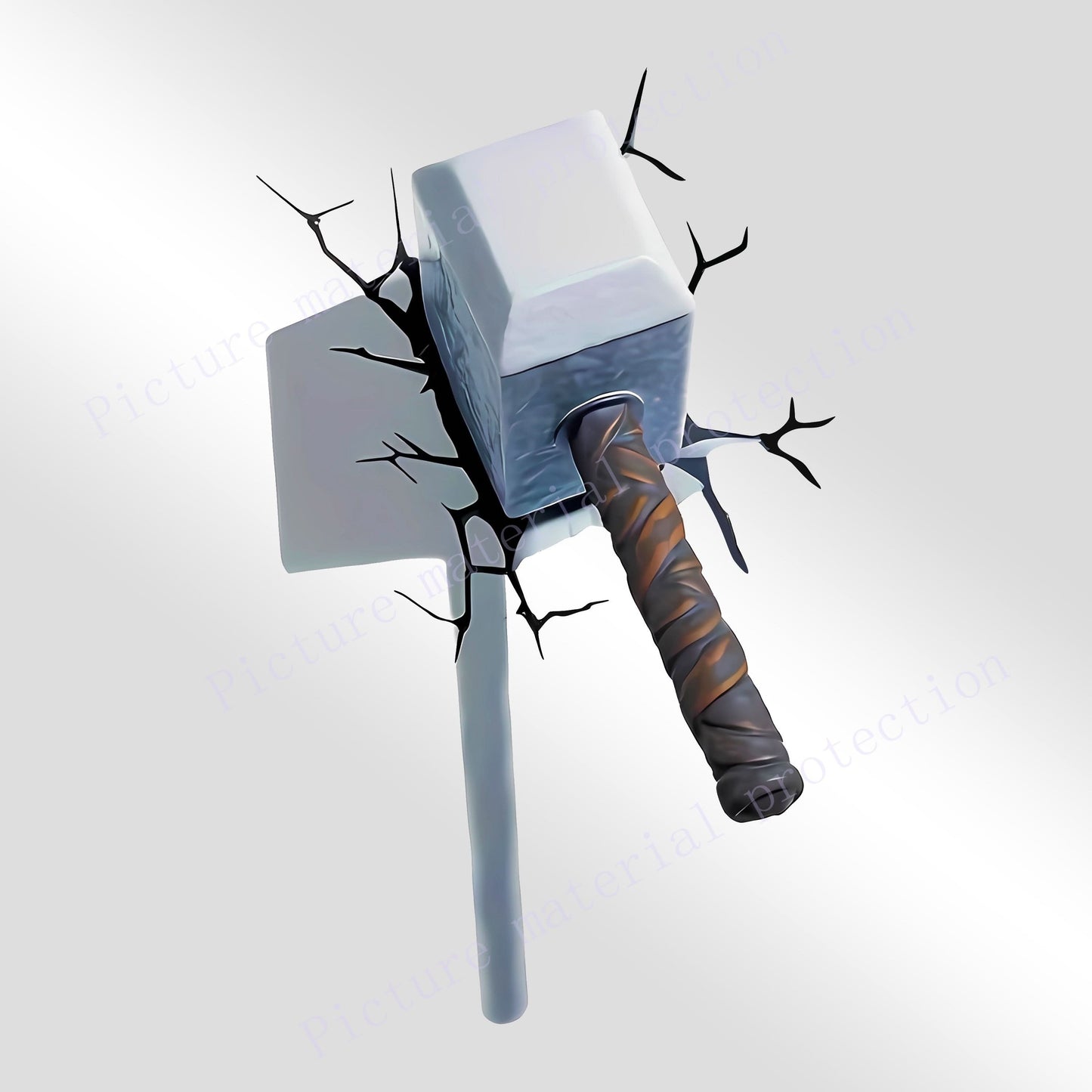 3D Cracked Hammer Car Sticker – Creative PE Magnet Decal with Visual Impact