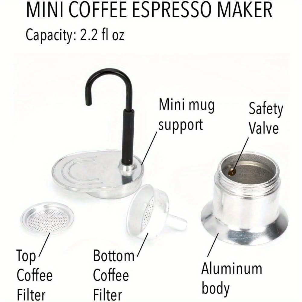1-Cup Moka Coffee Maker - Mini Italian Stovetop Espresso Maker