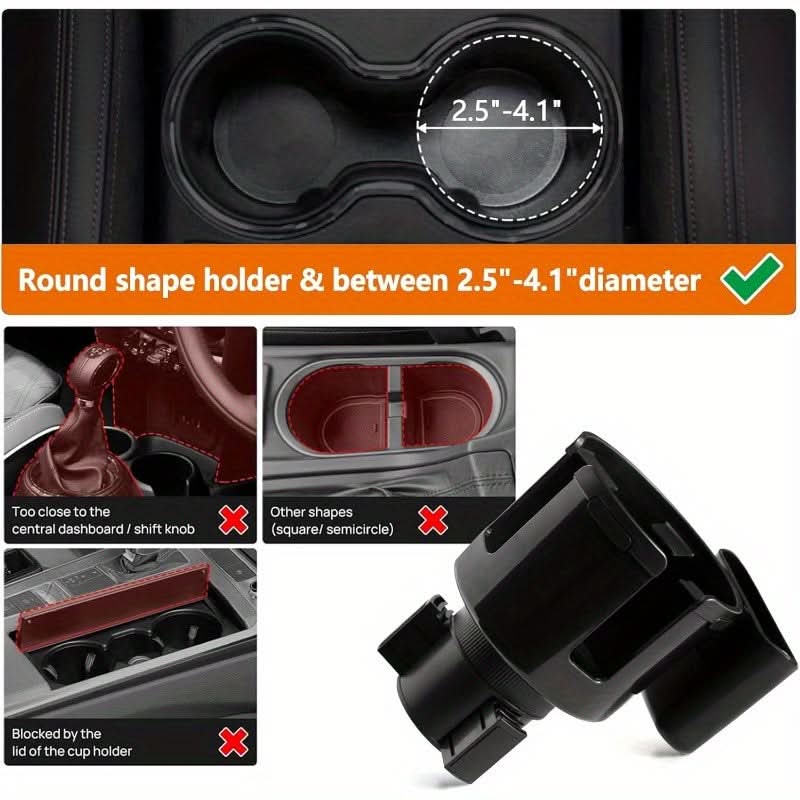 Adjustable Car Cup Holder Expander with Phone Mount