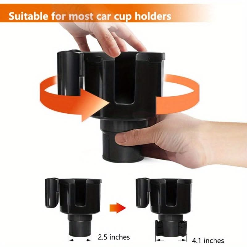 Adjustable Car Cup Holder Expander with Phone Mount