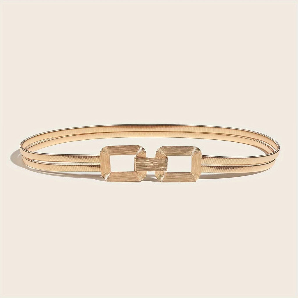Women's Golden Double-Buckle Elastic Belt