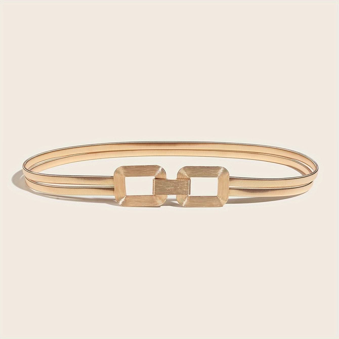 Women's Golden Double-Buckle Elastic Belt