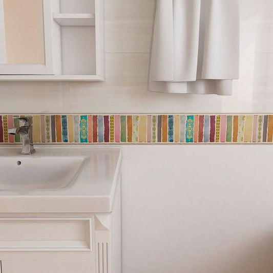 Glam-Style Retro Waistline Tile Decals - Self-Adhesive Waterproof PVC Wall Borders
