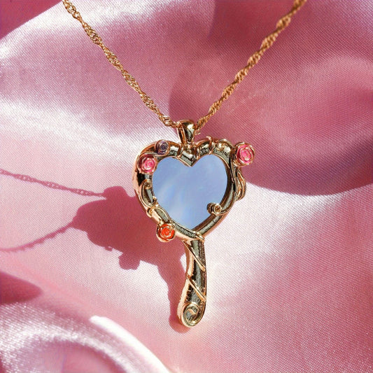 Elegant Magic Mirror Pendant Necklace – Clavicle Chain for Ladies