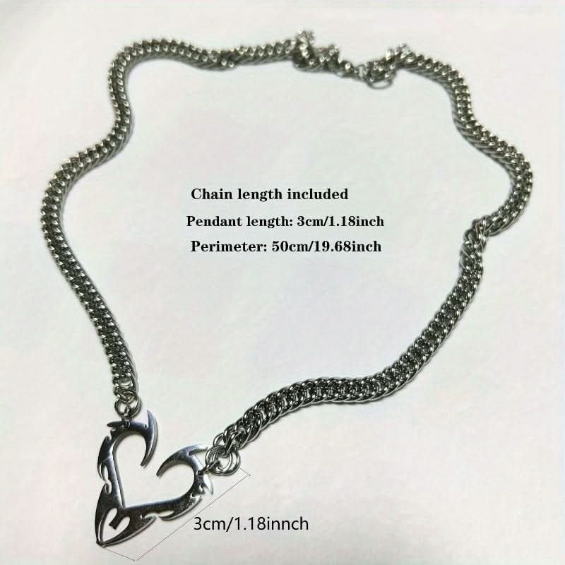 Punk Hollow Flame Heart Titanium Pendant