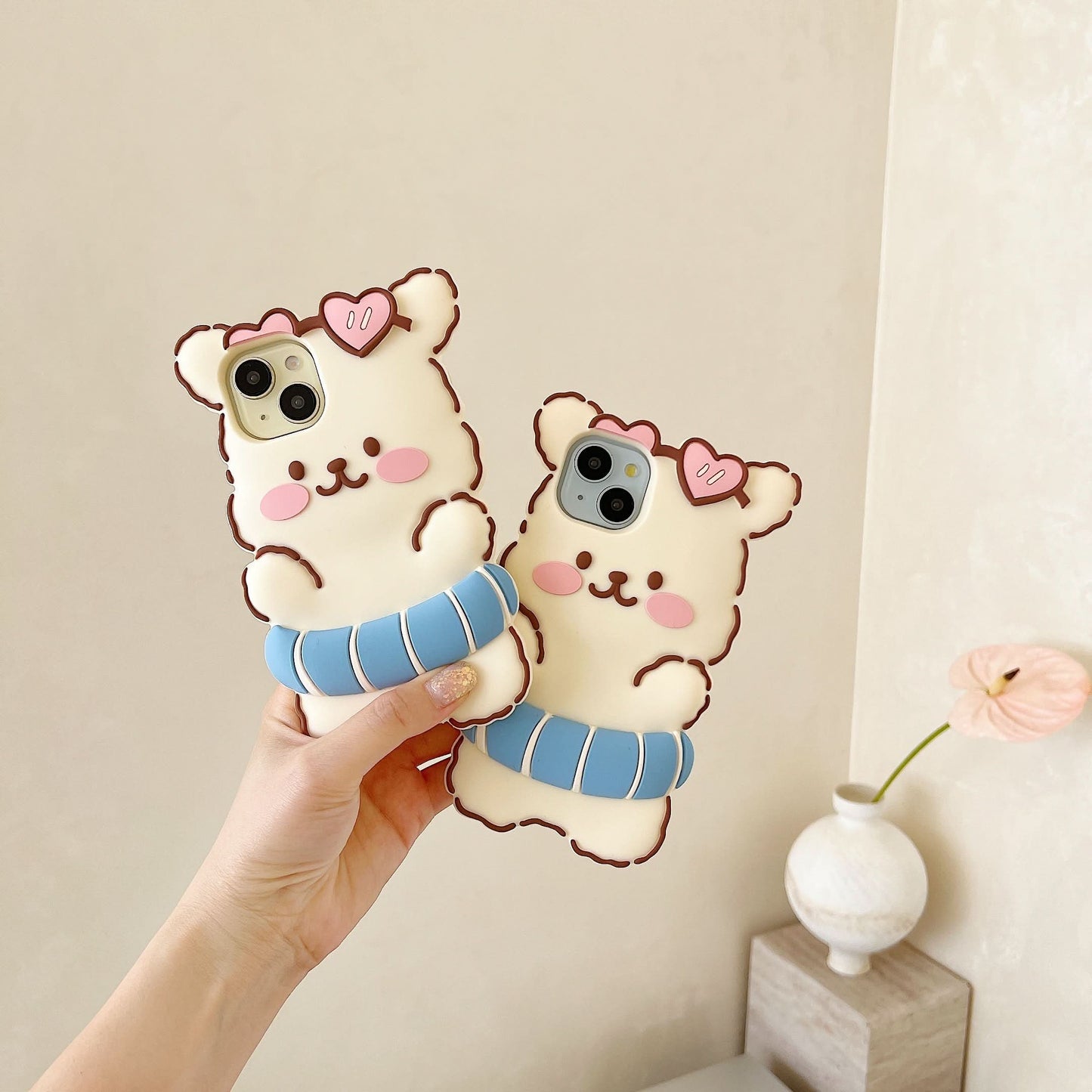 Blush Dog Cartoon Silicone iPhone Case