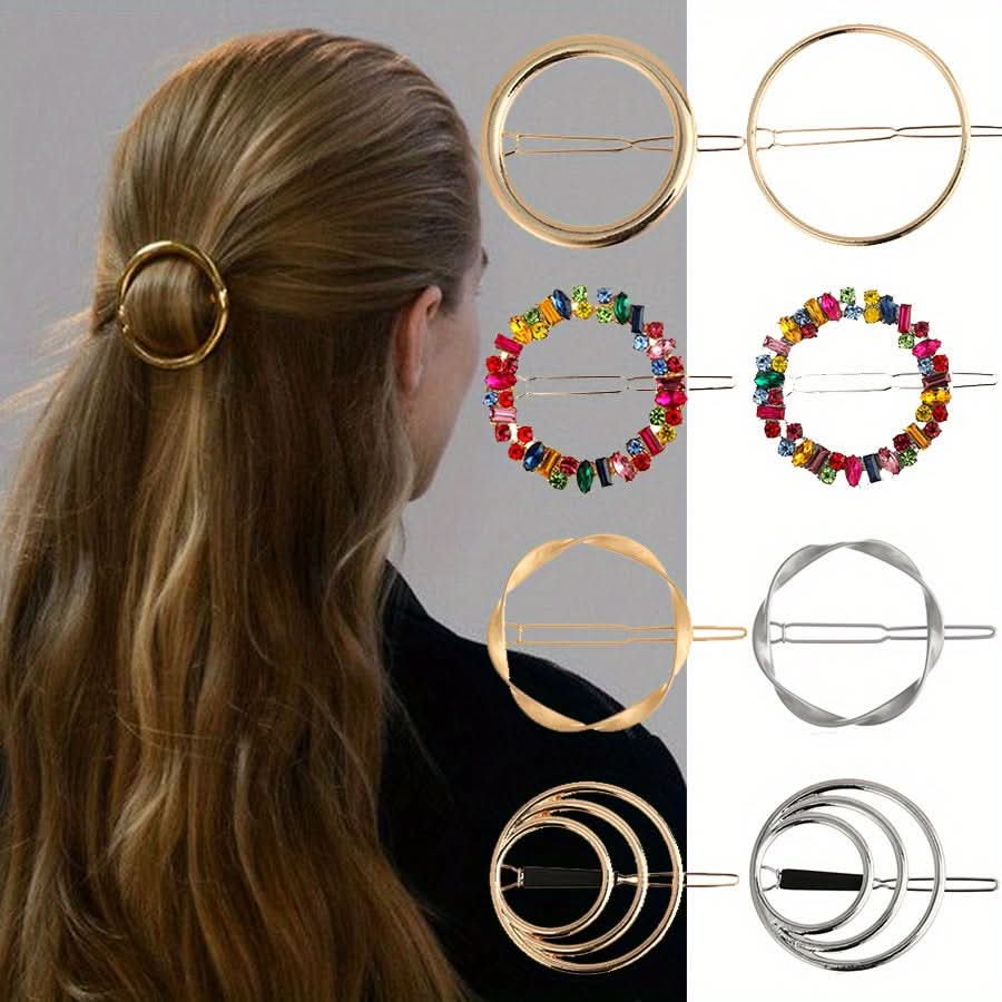 8pcs Gold & Silver Crystal Hair Clips Set